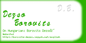 dezso borovits business card